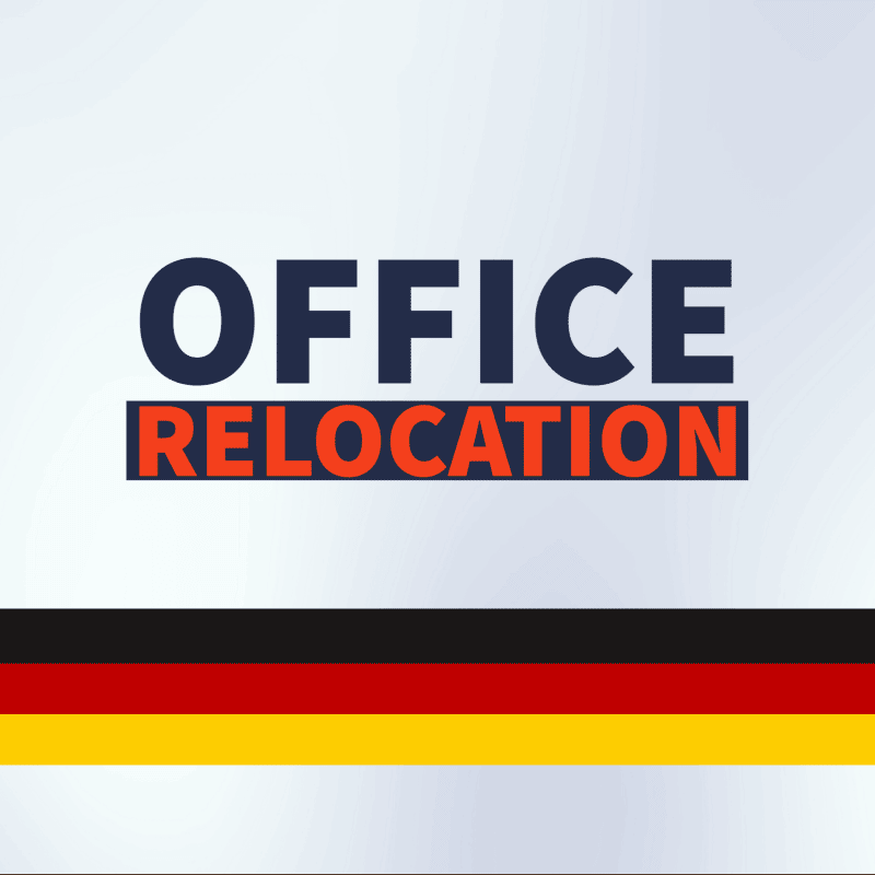 Image showing German flag and informing about the office relocation